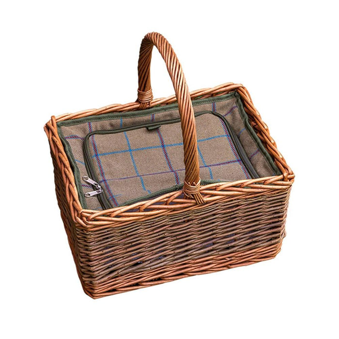 The Willow Basket Deluxe Butchers Wicker Picnic Basket with Fitted Cooler