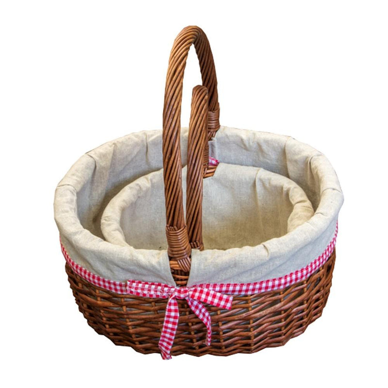 The Willow Basket Set of 2 Lined Hollander Shopping Baskets