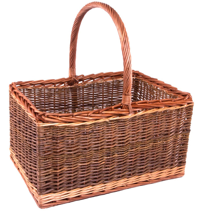 The Willow Basket Bakers Shopping Basket Green Finish