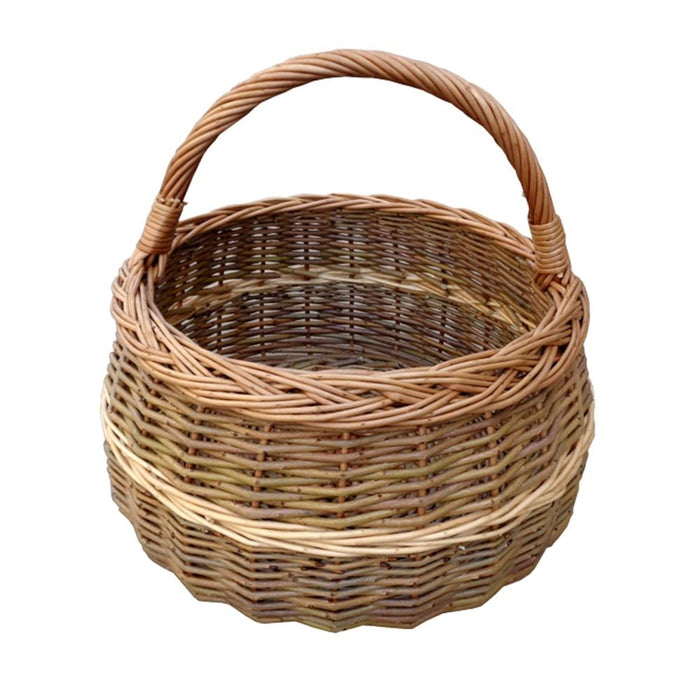 The Willow Basket Round Wicker Shallow Shopping Basket