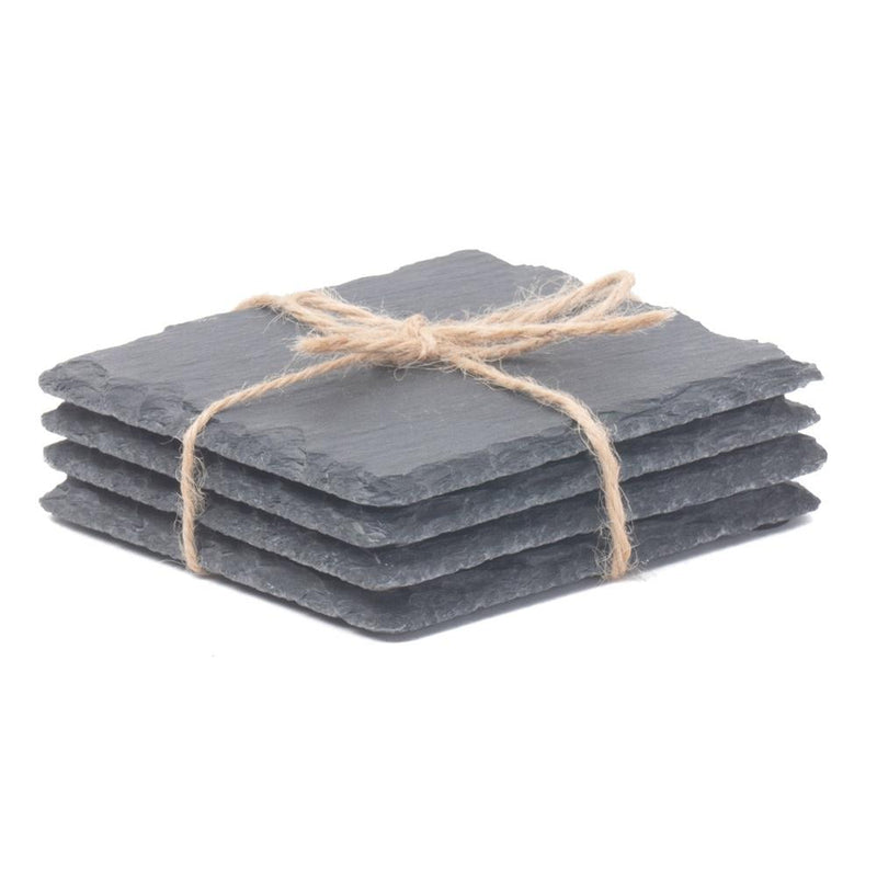 The Willow Basket Drinks Square Slate Coaster Set 4