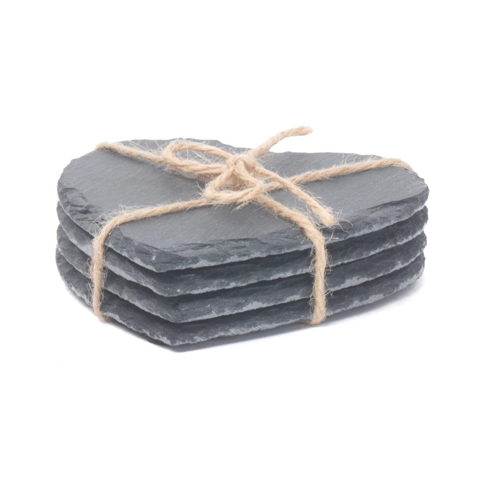 Drinks Heart-Shaped Slate Coaster Set 4