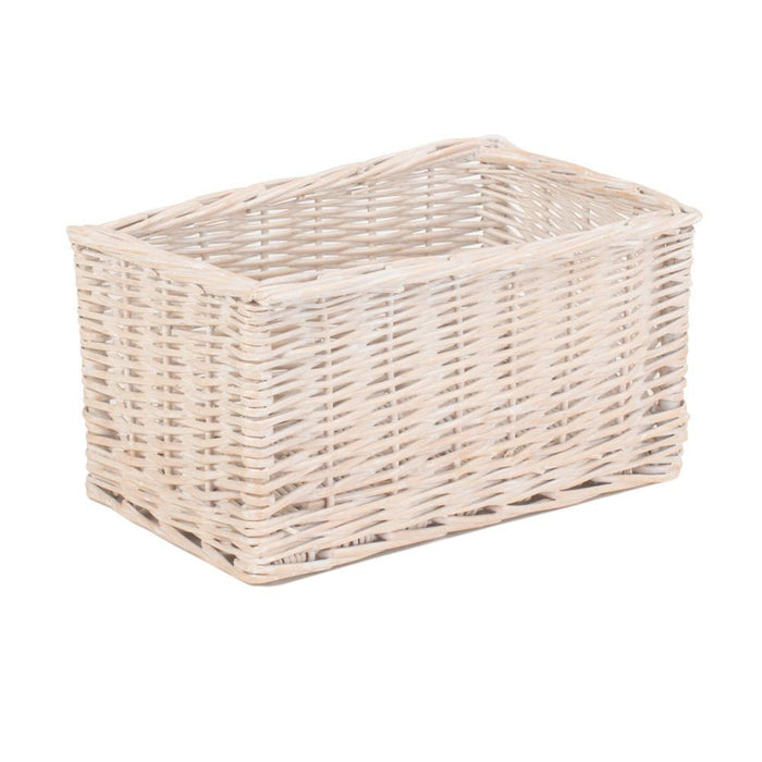 White Wash Storage Wicker Basket