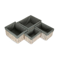 The Willow Basket White Wash Grey Lined Open Storage Basket