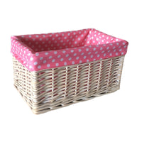 The Willow Basket Pink Spotty Lined Storage Basket