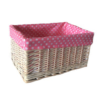 The Willow Basket Pink Spotty Lined Storage Basket