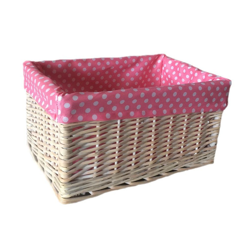 The Willow Basket Pink Spotty Lined Storage Basket