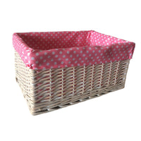 The Willow Basket Pink Spotty Lined Storage Basket