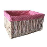 The Willow Basket Pink Spotty Lined Storage Basket