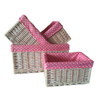 The Willow Basket Pink Spotty Lined Storage Basket