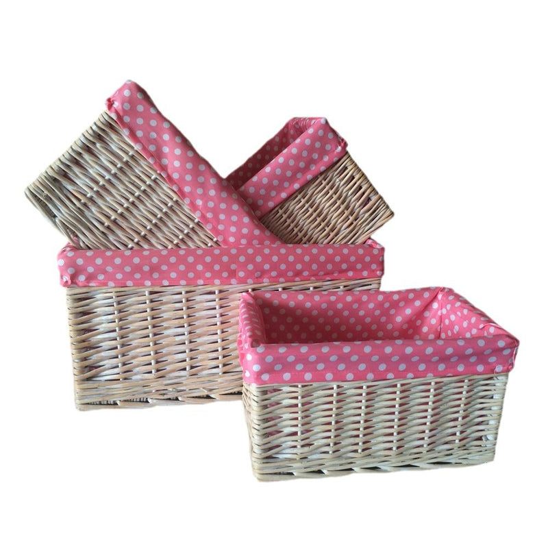 The Willow Basket Pink Spotty Lined Storage Basket