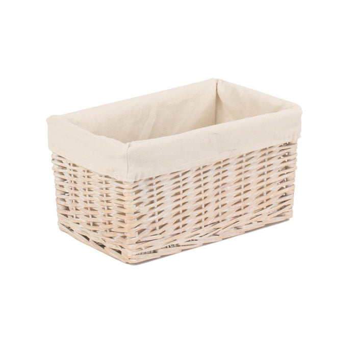 The Willow Basket White Lined Storage Wicker Basket