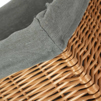 The Willow Basket Double Steamed Grey Cotton Lined Willow Storage Baskets