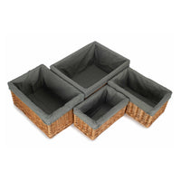 The Willow Basket Double Steamed Grey Cotton Lined Willow Storage Baskets
