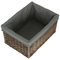 The Willow Basket Antique Wash Grey Cotton Grey Lined Willow Storage Baskets