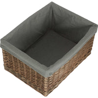 The Willow Basket Antique Wash Grey Cotton Grey Lined Willow Storage Baskets