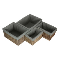The Willow Basket Antique Wash Grey Cotton Grey Lined Willow Storage Baskets