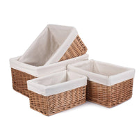 Cotton Lined Double Steamed Storage Wicker Basket