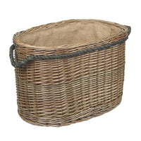Oval Rope Handled Wicker Log Basket