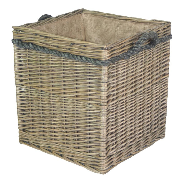 The Willow Basket Square Rope Handled Log Storage Basket