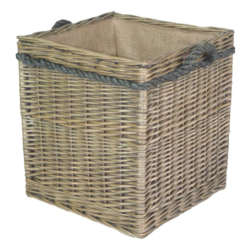 The Willow Basket Square Rope Handled Log Storage Basket