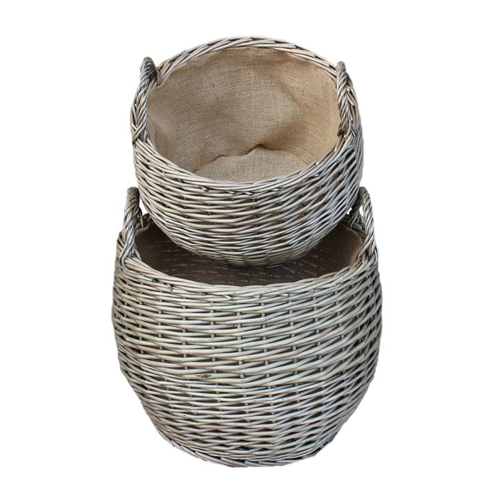The Willow Basket Antique Wash Stumpy Wicker Basket