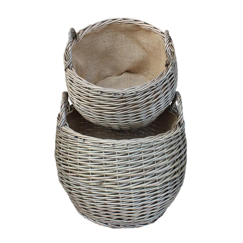 The Willow Basket Antique Wash Stumpy Wicker Basket