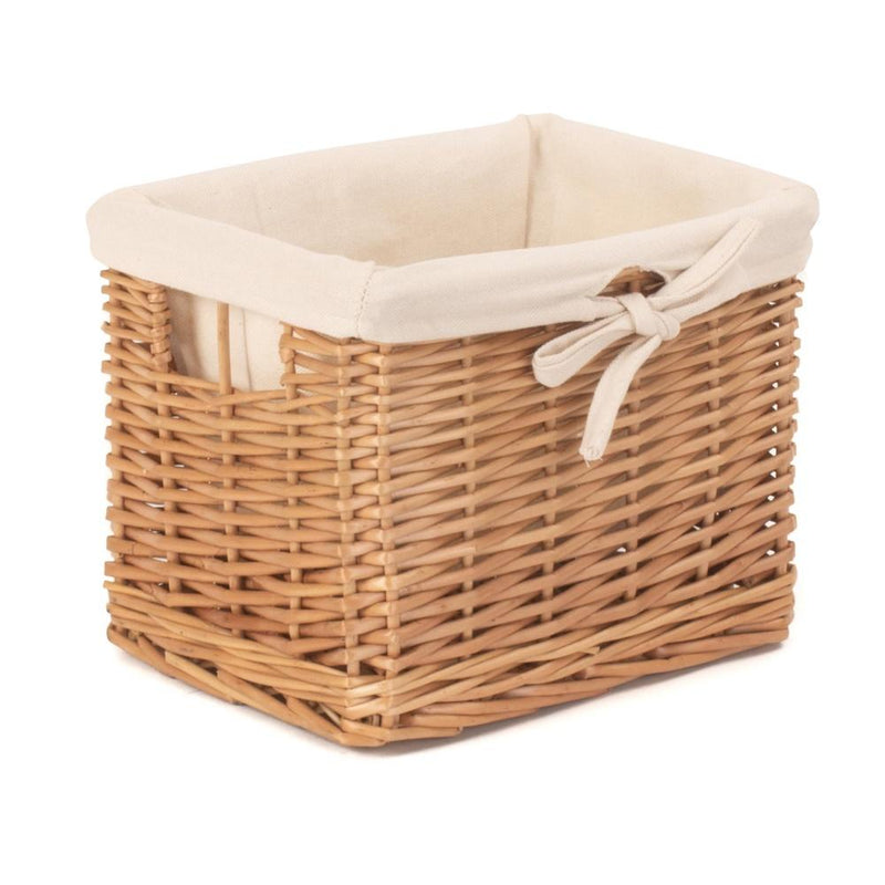 The Willow Basket Small Deep Storage Wicker Basket with Cotton Lining
