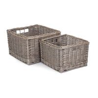 The Willow Basket Square Antique Wash Unlined Storage Basket