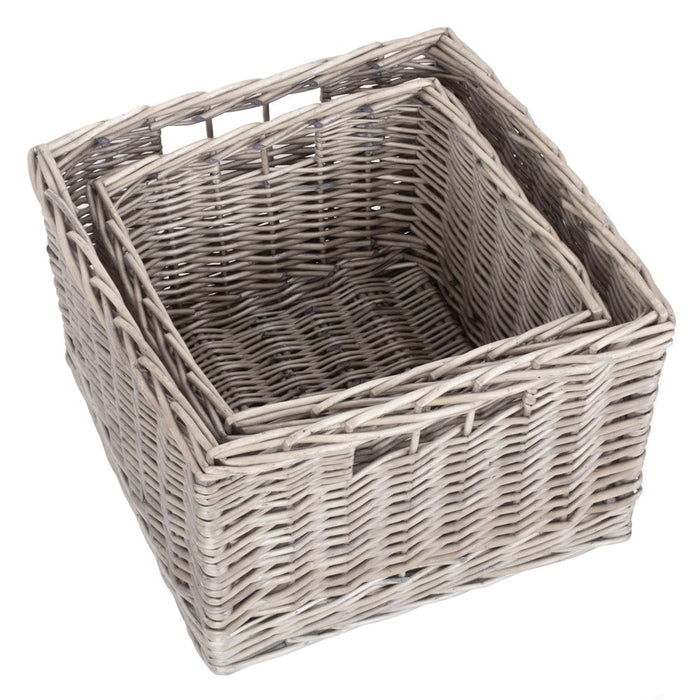 The Willow Basket Square Antique Wash Unlined Storage Basket