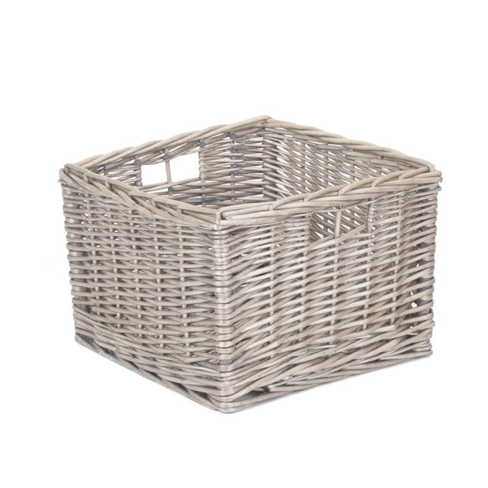 The Willow Basket Square Antique Wash Unlined Storage Basket