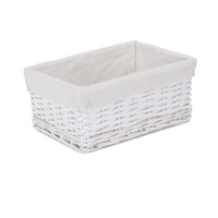 The Willow Basket White Wicker Cotton Lined Storage Basket