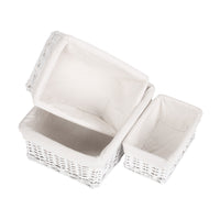 The Willow Basket White Wicker Cotton Lined Storage Basket