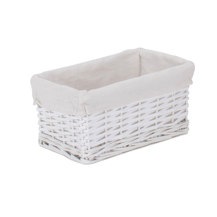 White Wicker Cotton Lined Storage Basket