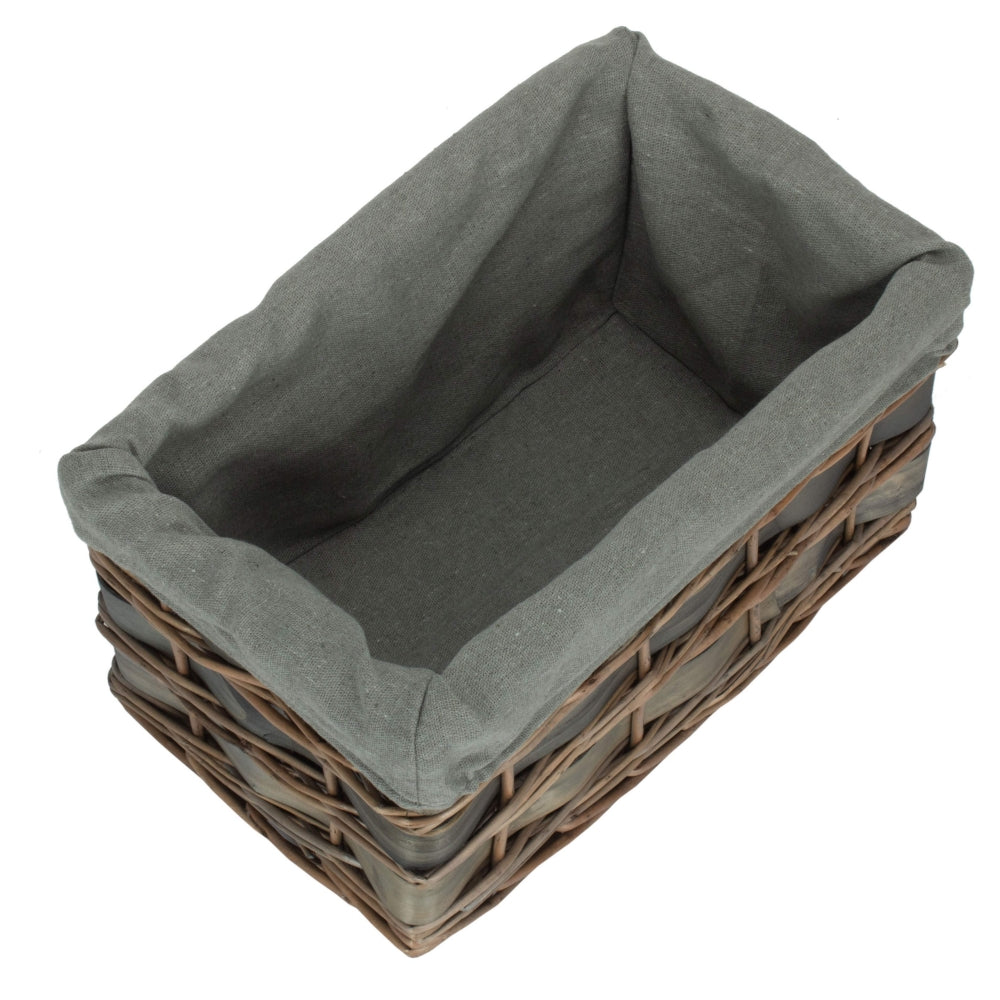 The Willow Basket Grey Scandi Storage Basket With Grey Lining