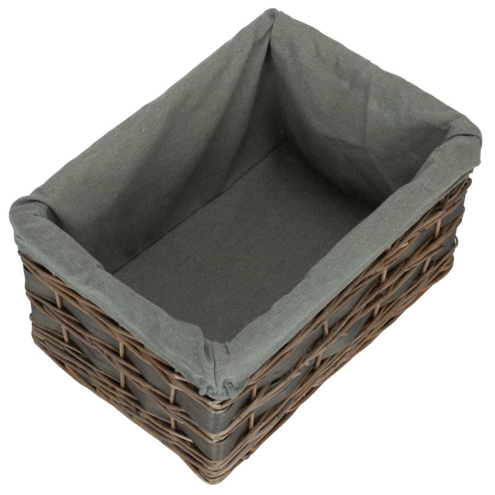 The Willow Basket Grey Scandi Storage Basket With Grey Lining