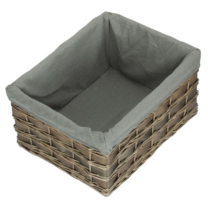 The Willow Basket Grey Scandi Storage Basket With Grey Lining