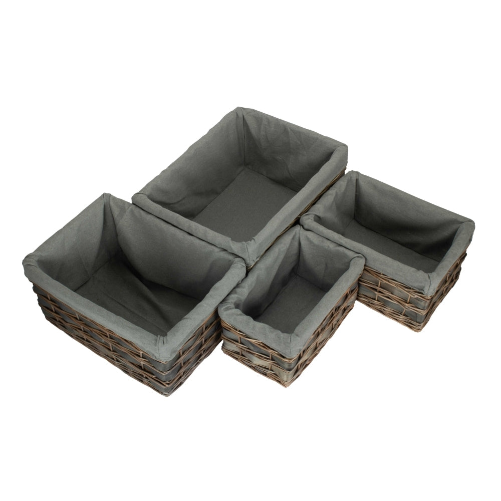The Willow Basket Grey Scandi Storage Basket With Grey Lining