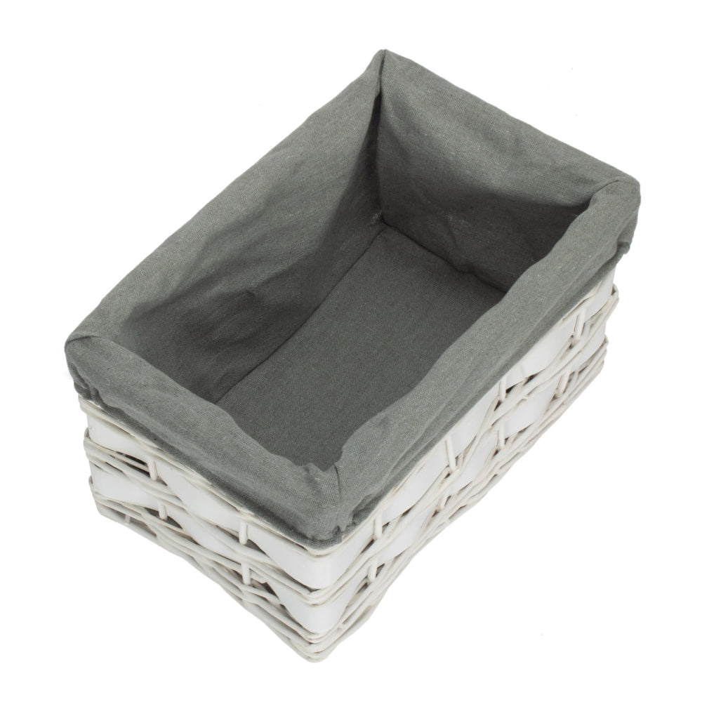 White Grey LinedScandi Storage Basket With Grey Lining