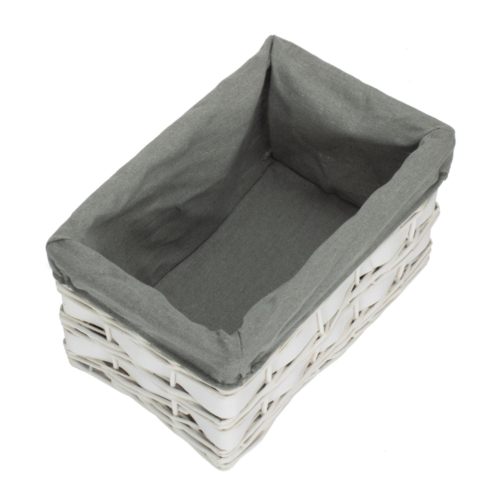 The Willow Basket White Grey LinedScandi Storage Basket With Grey Lining