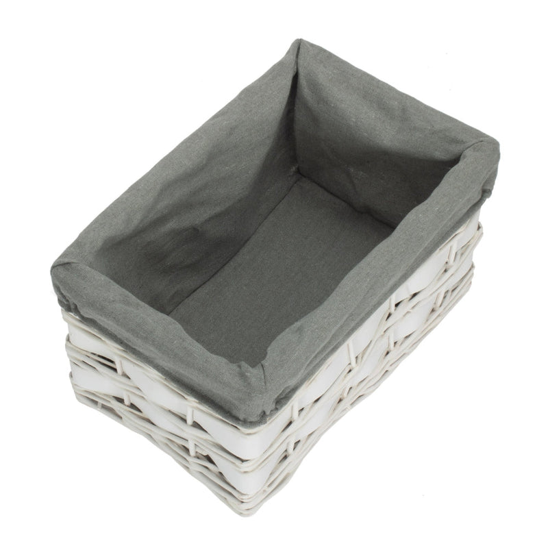 The Willow Basket White Grey LinedScandi Storage Basket With Grey Lining