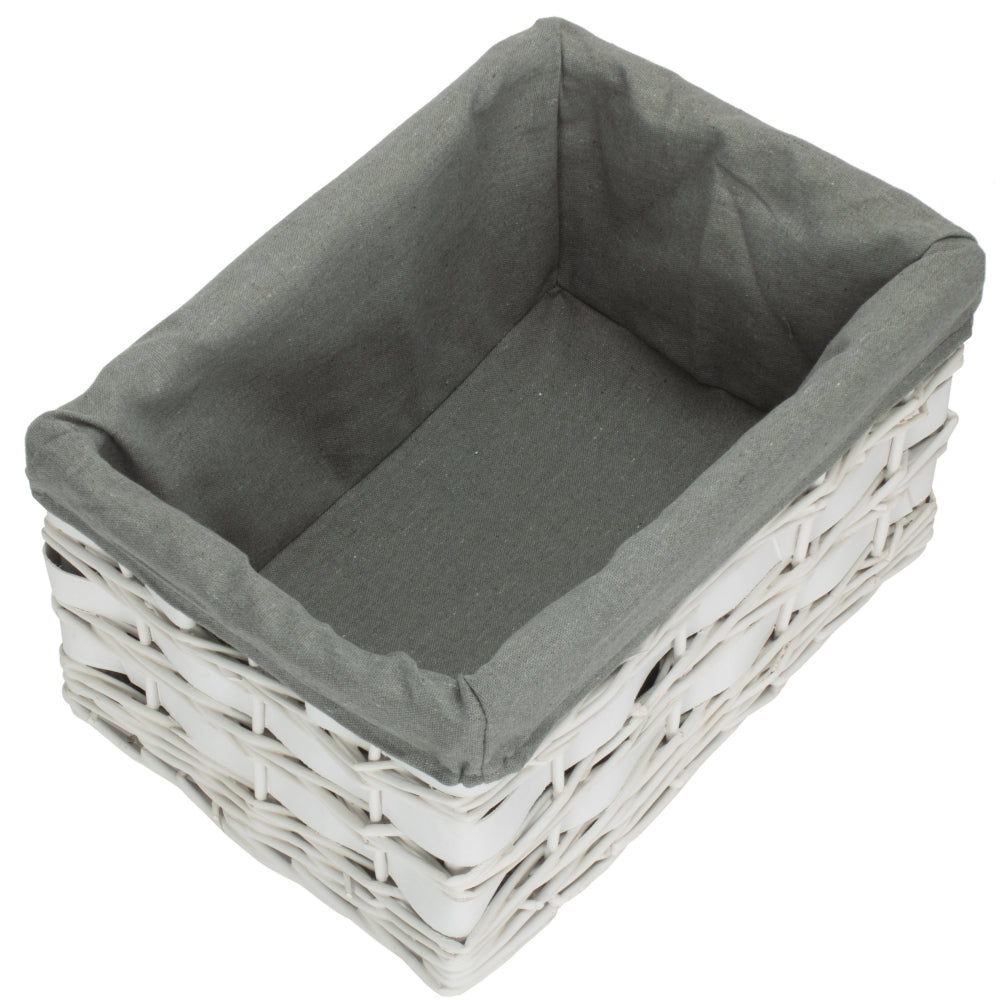 The Willow Basket White Grey LinedScandi Storage Basket With Grey Lining