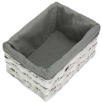 The Willow Basket White Grey LinedScandi Storage Basket With Grey Lining