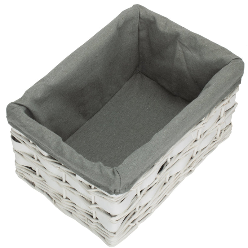 The Willow Basket White Grey LinedScandi Storage Basket With Grey Lining