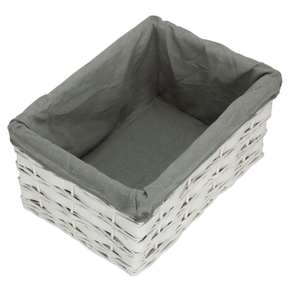 White Grey LinedScandi Storage Basket With Grey Lining