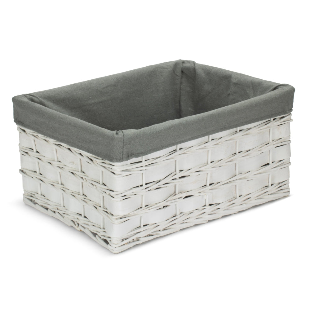 The Willow Basket White Grey LinedScandi Storage Basket With Grey Lining