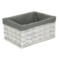 The Willow Basket White Grey LinedScandi Storage Basket With Grey Lining