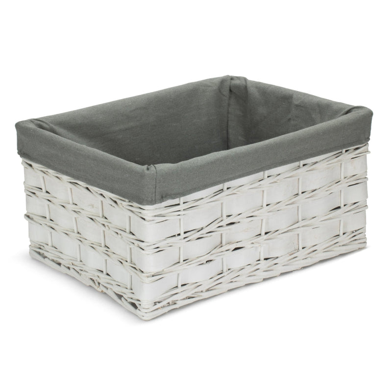 White Grey LinedScandi Storage Basket With Grey Lining