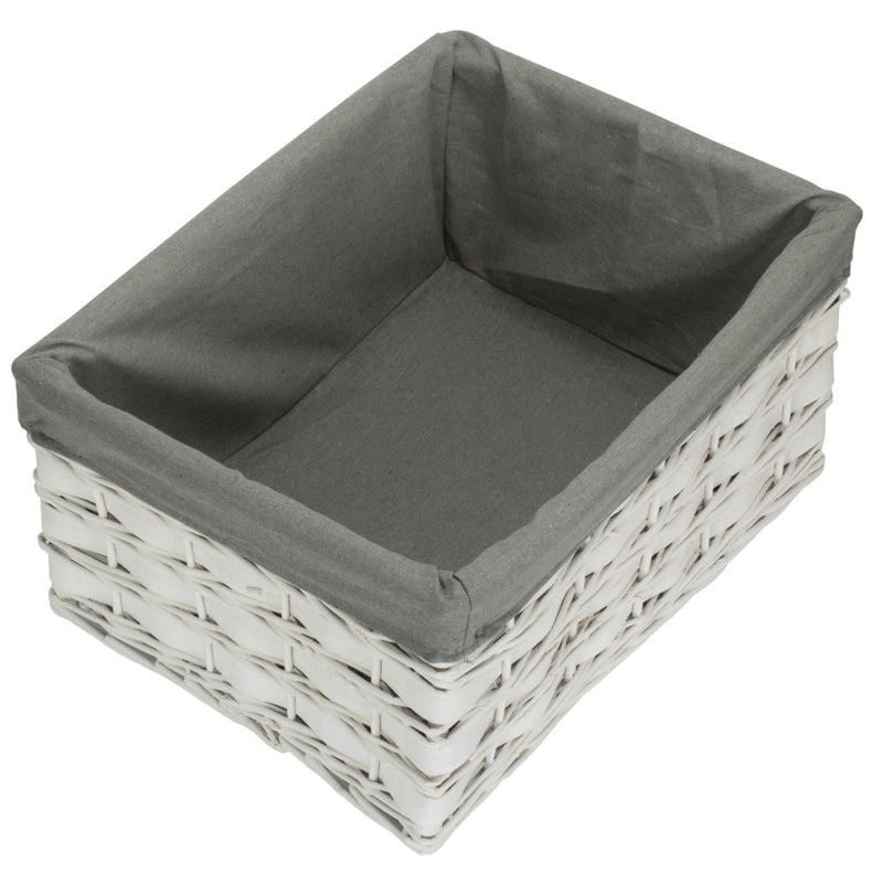 The Willow Basket White Grey LinedScandi Storage Basket With Grey Lining