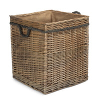 The Willow Basket Antique Wash Square Storage Log Basket